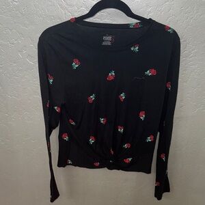 Black Floral Long Sleeve Top